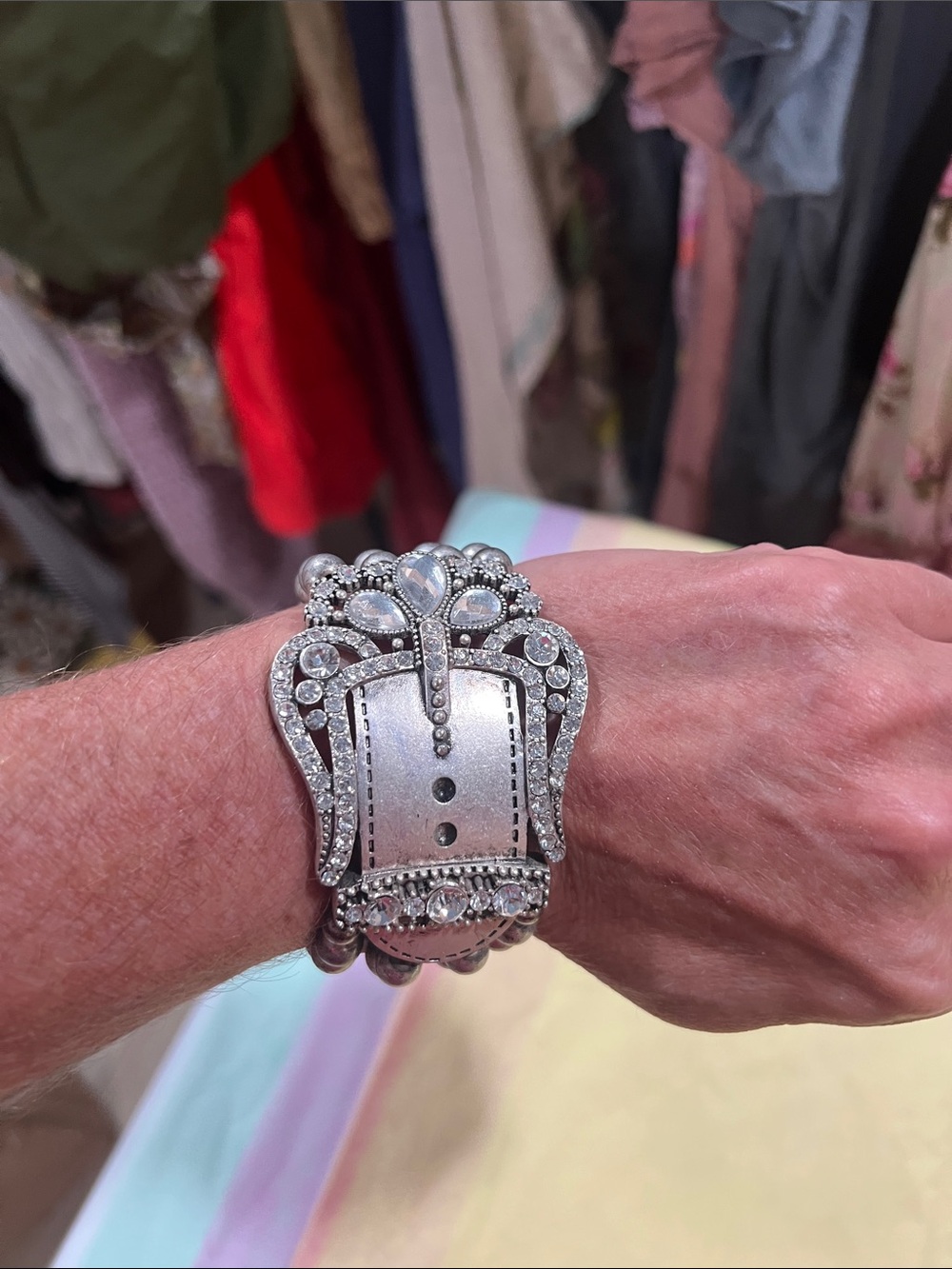 Source Unknown Silver-Tone Crystal Accent Women's Bracelet